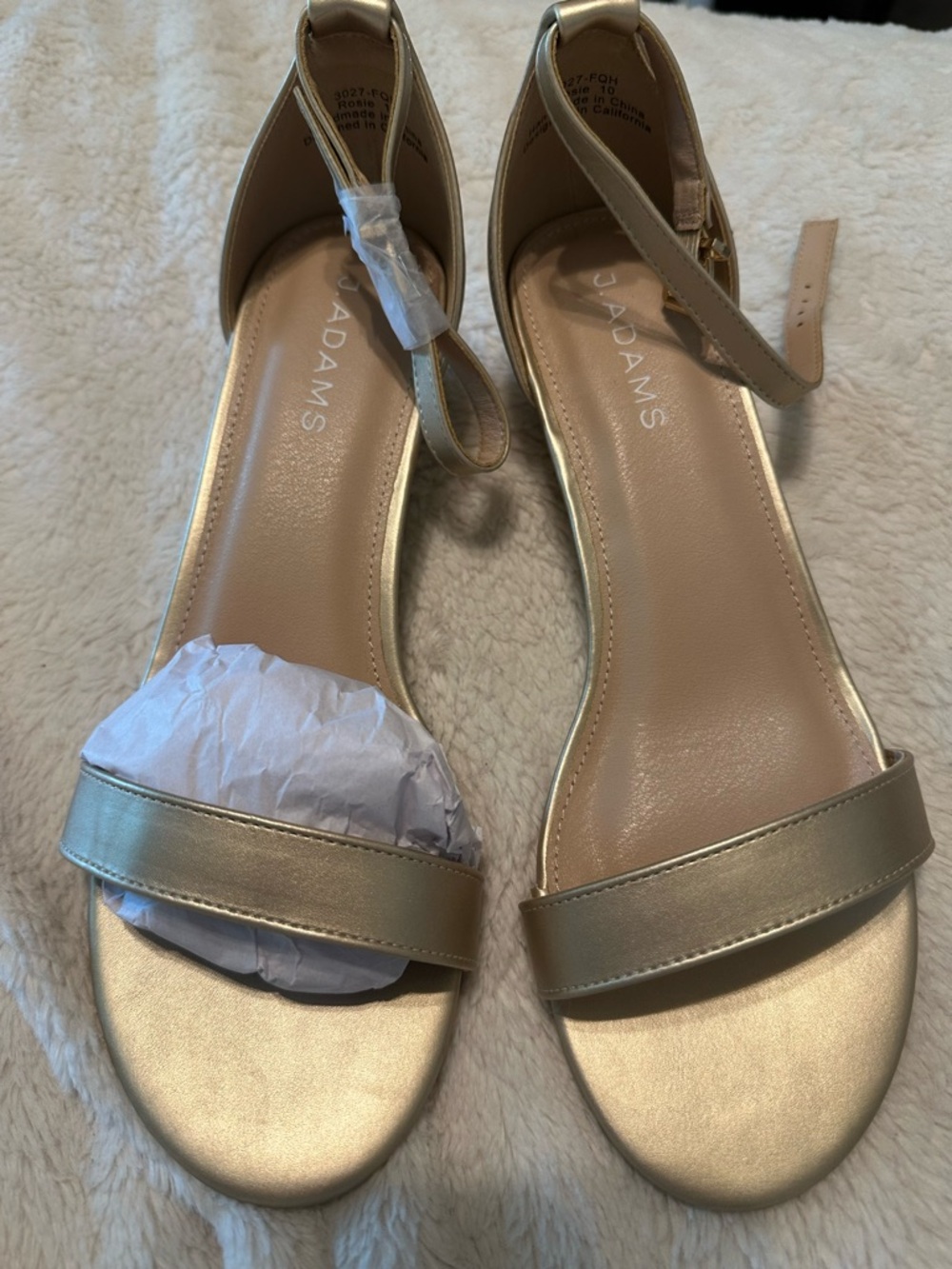 Adams Gold Ankle-Strap Open-Toe Heels